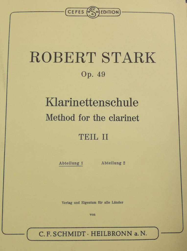 Metodo Clarinete Vol.2 Parte 1 - Stark - Ed. Schmidt, Heilbronn
