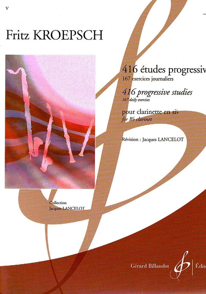 416 Estudios Progresivos Clarinete Vol.1 (Rev.Lancelot) - Kroepsch - Ed. Billaudot
