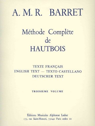 Metodo Completo De Oboe Vol.3 - Barret - Ed. Alphonse Leduc