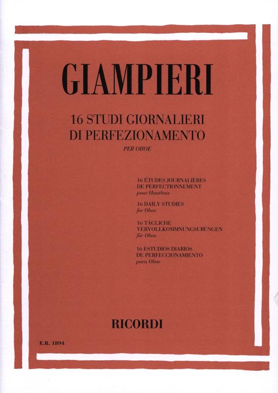 16 Estudios Diaros Perfeccionamiento Oboe - Giampieri - Ed. Ricordi