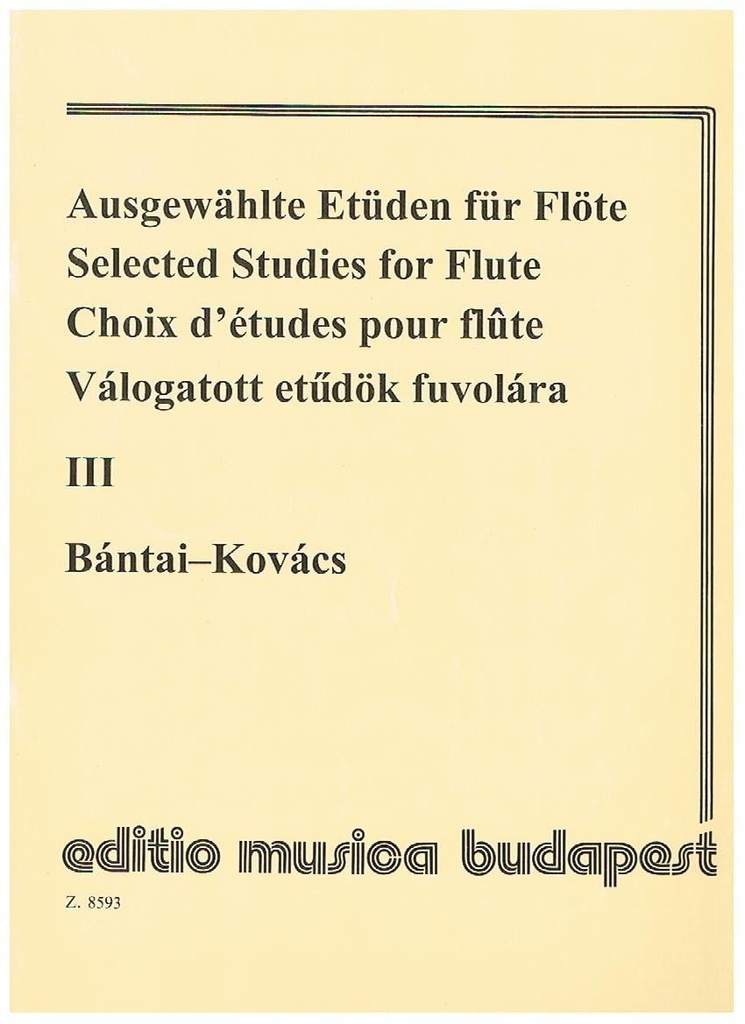 Estudios Selectos Flauta Vol.3 - Bantai, Kovacs - Ed. Editio Musica Budapest