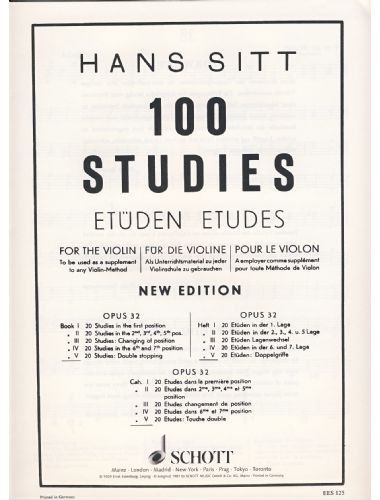 100 Estudios Op.32 Vol.5 Violin - Sitt - Ed. Schott