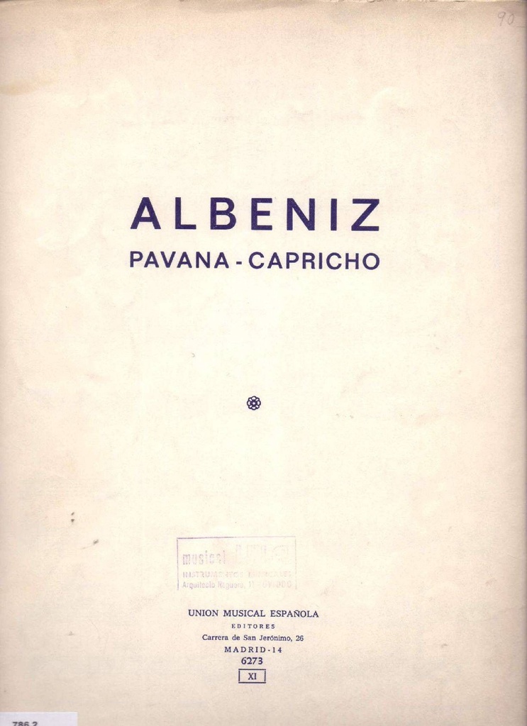 Piezas Caracteristicas Nº 8 Pavana Piano - Albeniz - Ed. Union Musical Española
