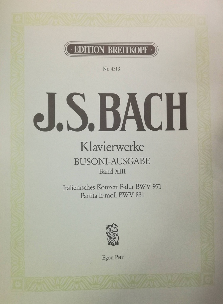 Obras Piano Vol.13 Bwv 971, Bwv 831 - Bach - Ed. Breitkopf