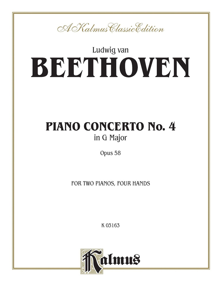 Concierto Nº4 Op.58 Sol Mayor Dos Pianos - Beethoven - Ed. Kalmus