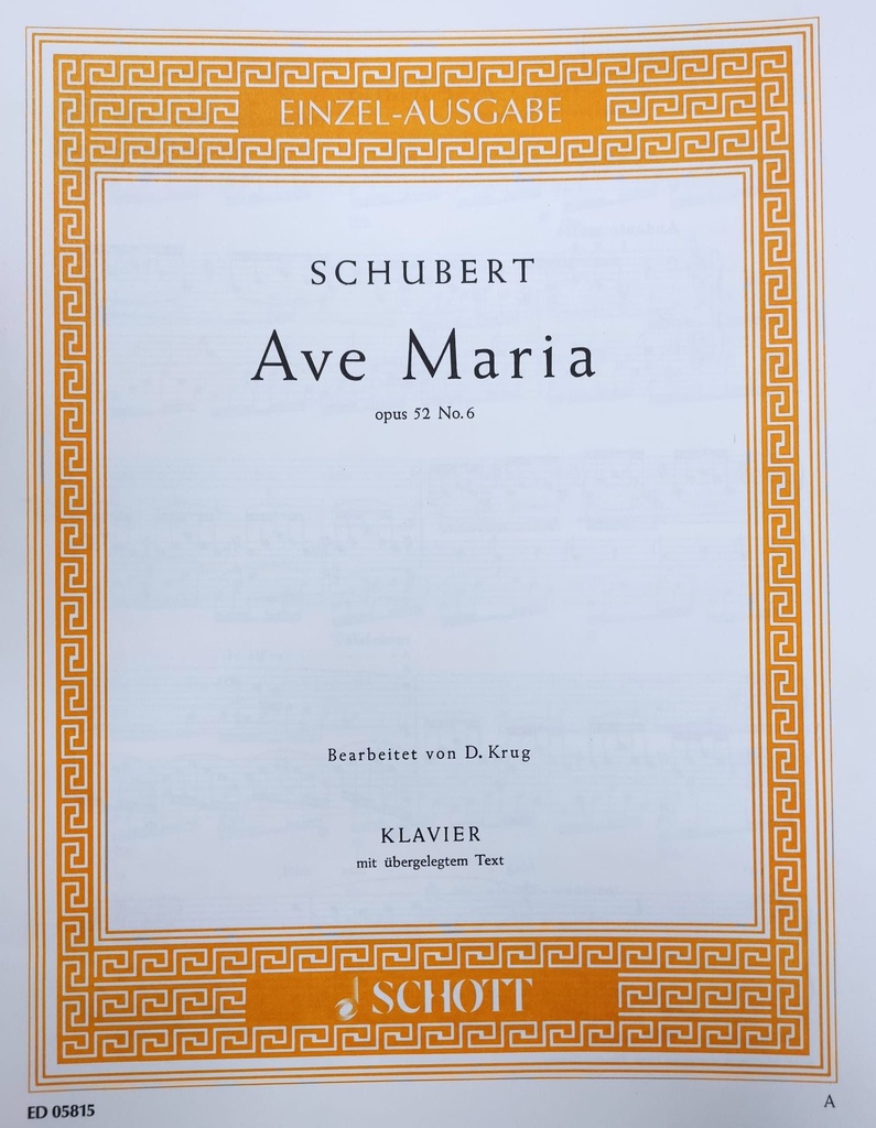 Ave Maria Op.52 Nº6 Piano (Rev. Krug) - Mozart - Ed. Schott