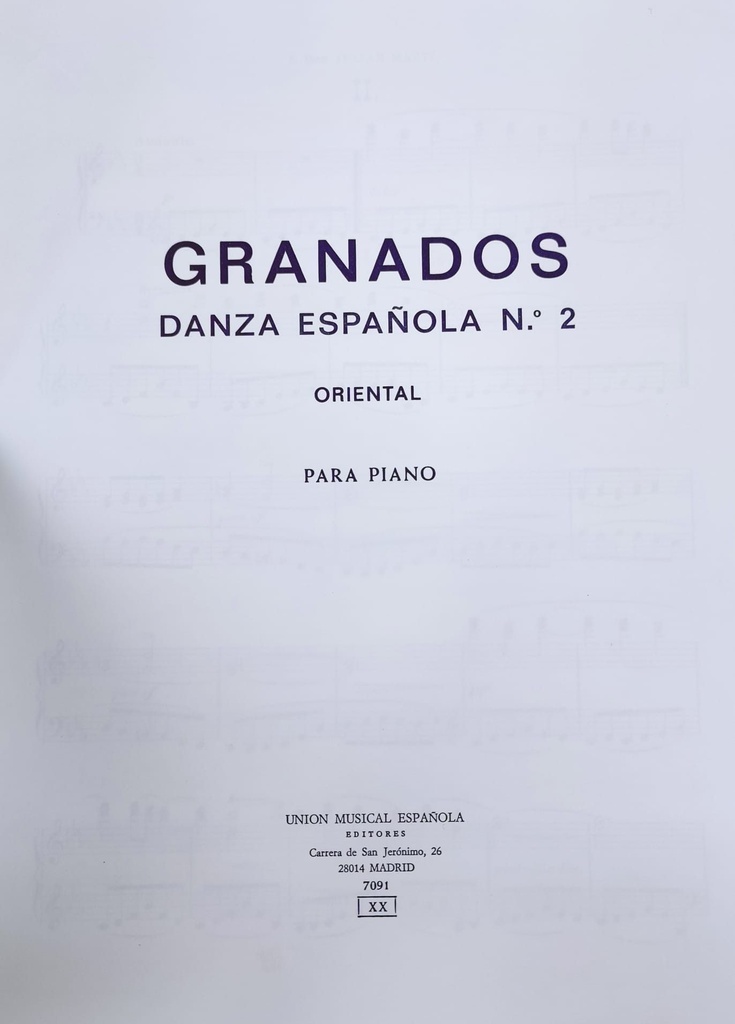 Danza Española Nº2 Oriental Piano - Granados - Ed. Union Musical Española