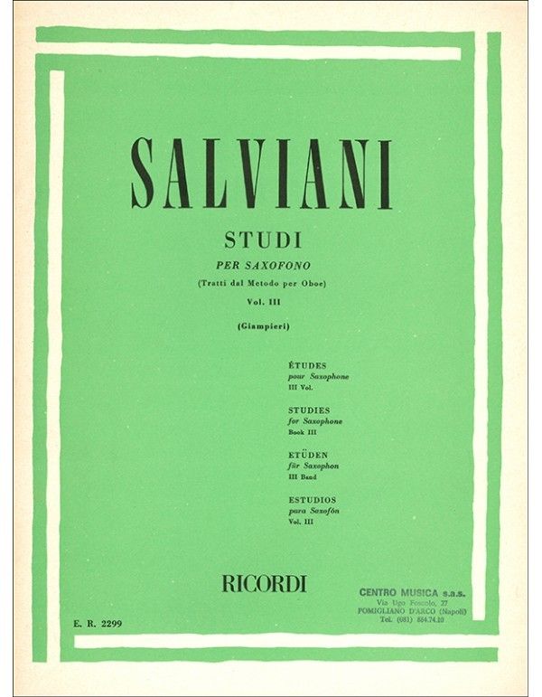 Estudios Vol.3 Saxofon (Rev. Giampieri) - Salviani - Ed. Ricordi