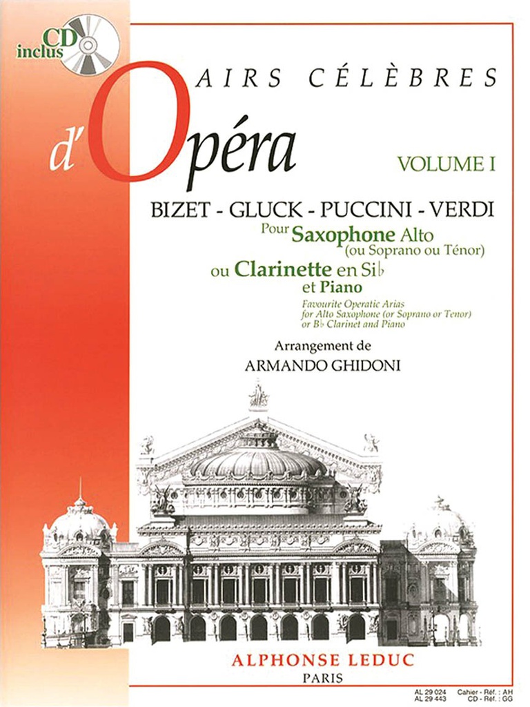 Airs Celebres D'opera Vol.1 Saxofon Alto O Clarinete Sib Y Piano - Ghidoni - Ed. Alphonse Leduc