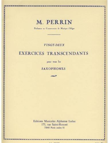 22 Ejercicios Transcendentales Saxofon - Perrin - Ed. Alphonse Leduc