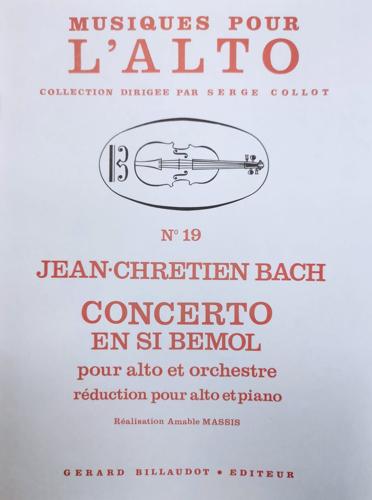 Concierto Sib Viola Y Piano (Rev. Massis) - J.C. Bach - Ed. Billaudot