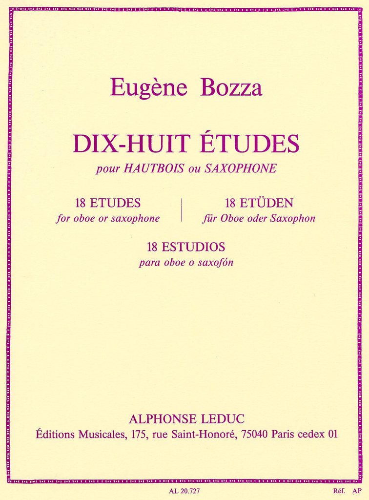 18 Estudios para Oboe o Saxofon - Bozza - Ed. Alphonse Leduc