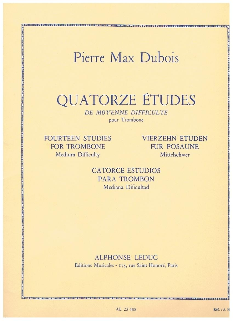 14 Estudios Mediana Dificultad Trombon - Dubois - Ed. Alphonse Leduc