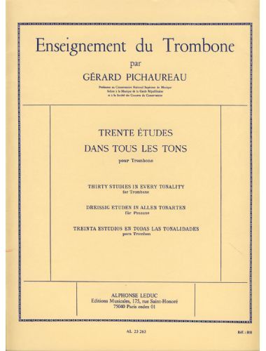 30 Estudios En Todos Los Tonos Trombon - Pichaureau - Ed. Alphonse Leduc