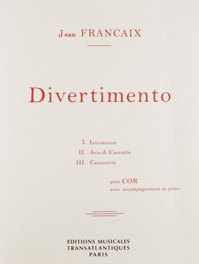 Divertimento Trompa - Francaix - Ed. Editions Musicales Transatlantiques