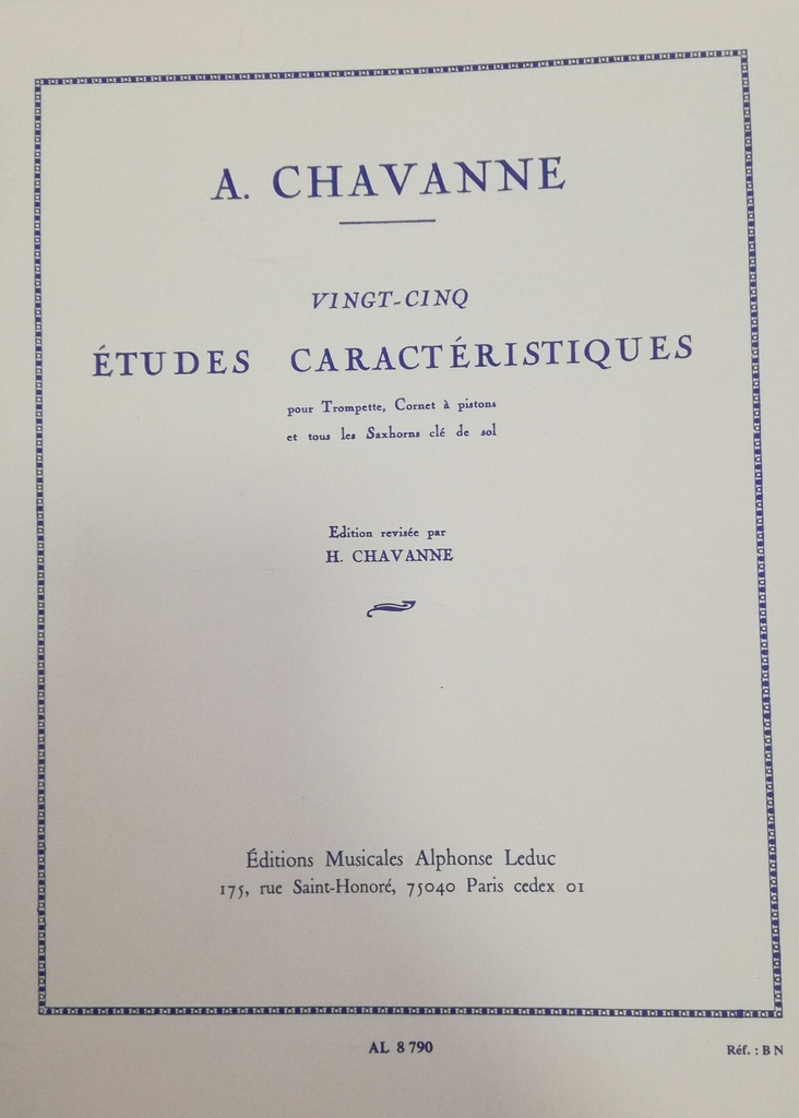 25 Estudios Caracteristicos Trompeta - Chavanne - Ed. Alphonse Leduc