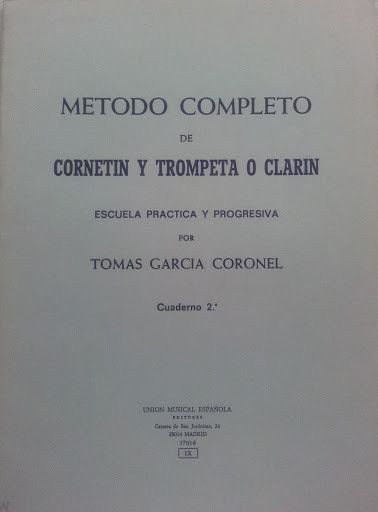 Metodo Completo Trompeta Vol.2 - Garcia Coronel - Ed. Union Musical Española