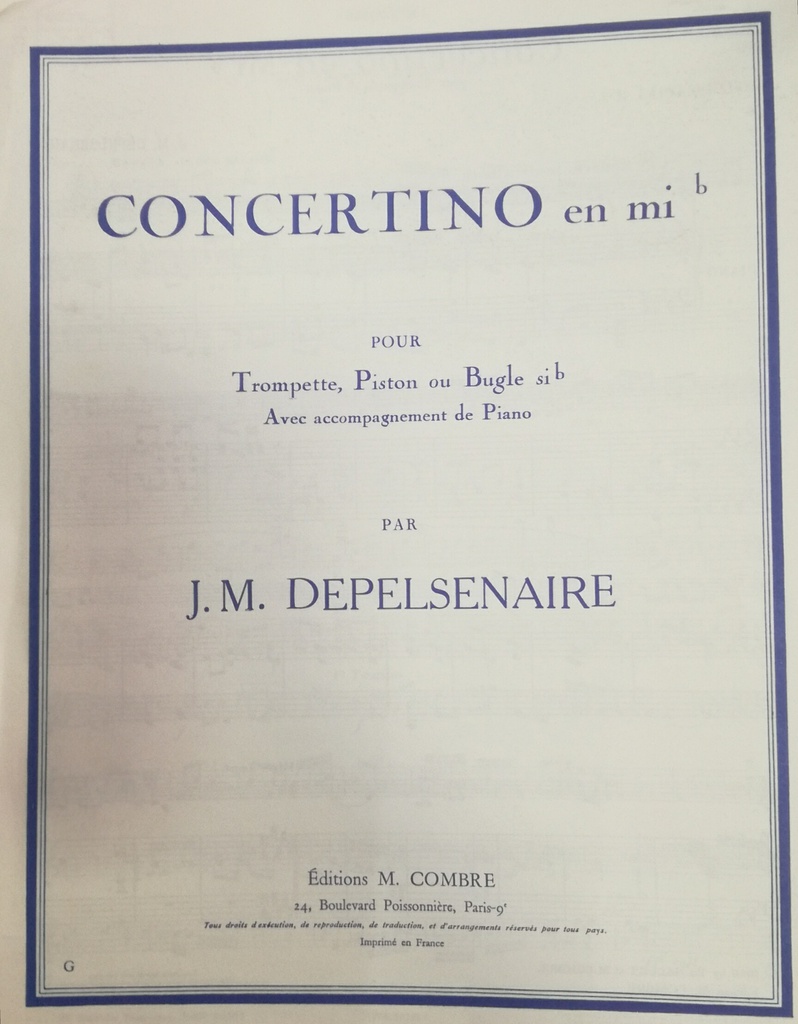 Concertino Mib Trompeta Y Piano - Depelsenaire - Ed. Combre