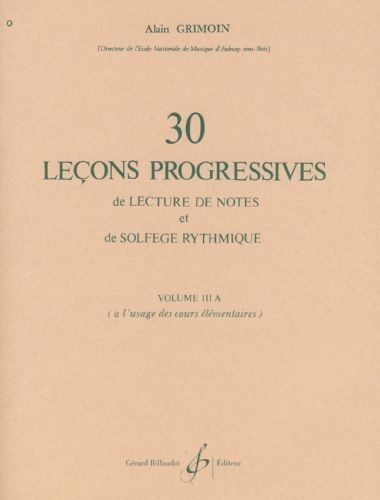 Lecciones Progresivas De Solfeo Vol.3a Elemental - Grimoin - Ed. Billaudot