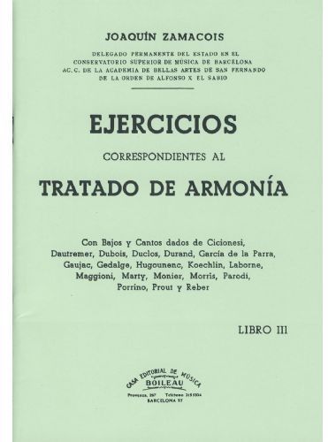 Ejercicios Tratado Armonia Vol.3 - Zamacois - Ed. Boileau
